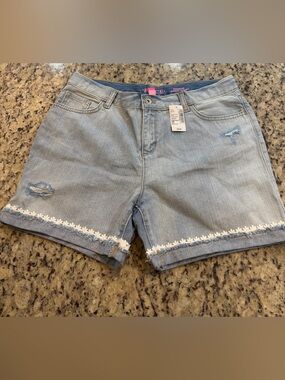 The Children's Place Light Blue Denim Shorts with White Daisy Trim